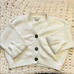 LOFT Women's Light Cream Cardigan with Buttons